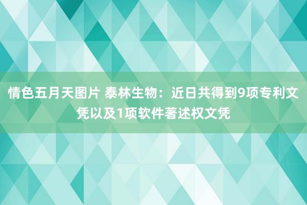 情色五月天图片 泰林生物：近日共得到9项专利文凭以及1项软件著述权文凭