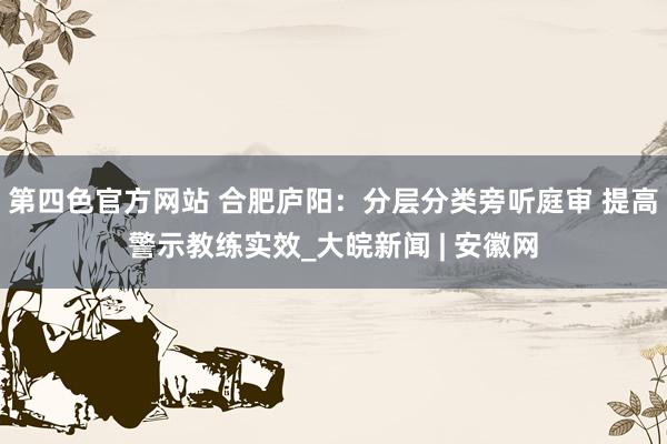 第四色官方网站 合肥庐阳：分层分类旁听庭审 提高警示教练实效_大皖新闻 | 安徽网