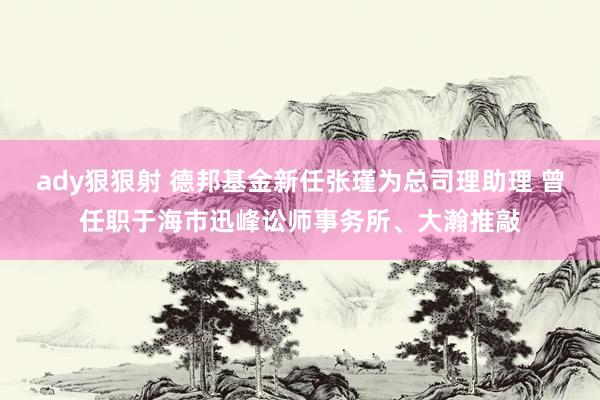 ady狠狠射 德邦基金新任张瑾为总司理助理 曾任职于海市迅峰讼师事务所、大瀚推敲