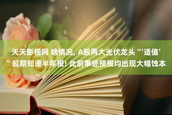 天天影视网 啥情况， A股两大光伏龙头“‘适值’”延期知道半年报! 此前事迹预报均出现大幅蚀本