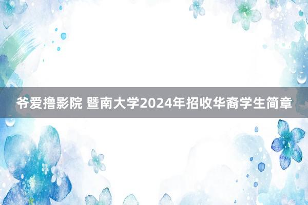 爷爱撸影院 暨南大学2024年招收华裔学生简章