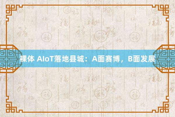 裸体 AIoT落地县城：A面赛博，B面发展