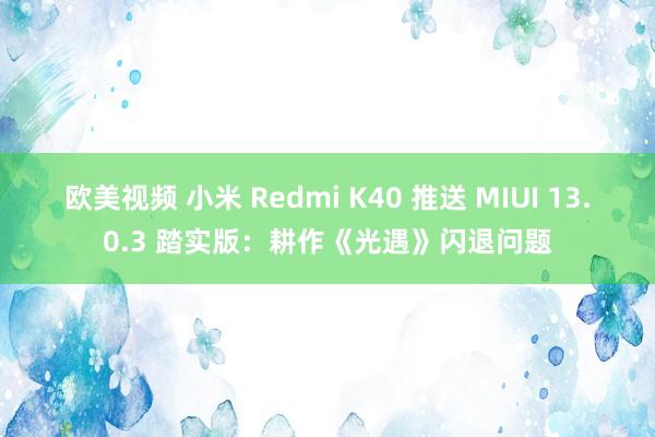 欧美视频 小米 Redmi K40 推送 MIUI 13.0.3 踏实版：耕作《光遇》闪退问题